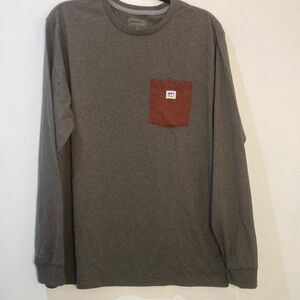 Men's NWT Patagon Gray Long Sleeve Shirt with Red Pocket